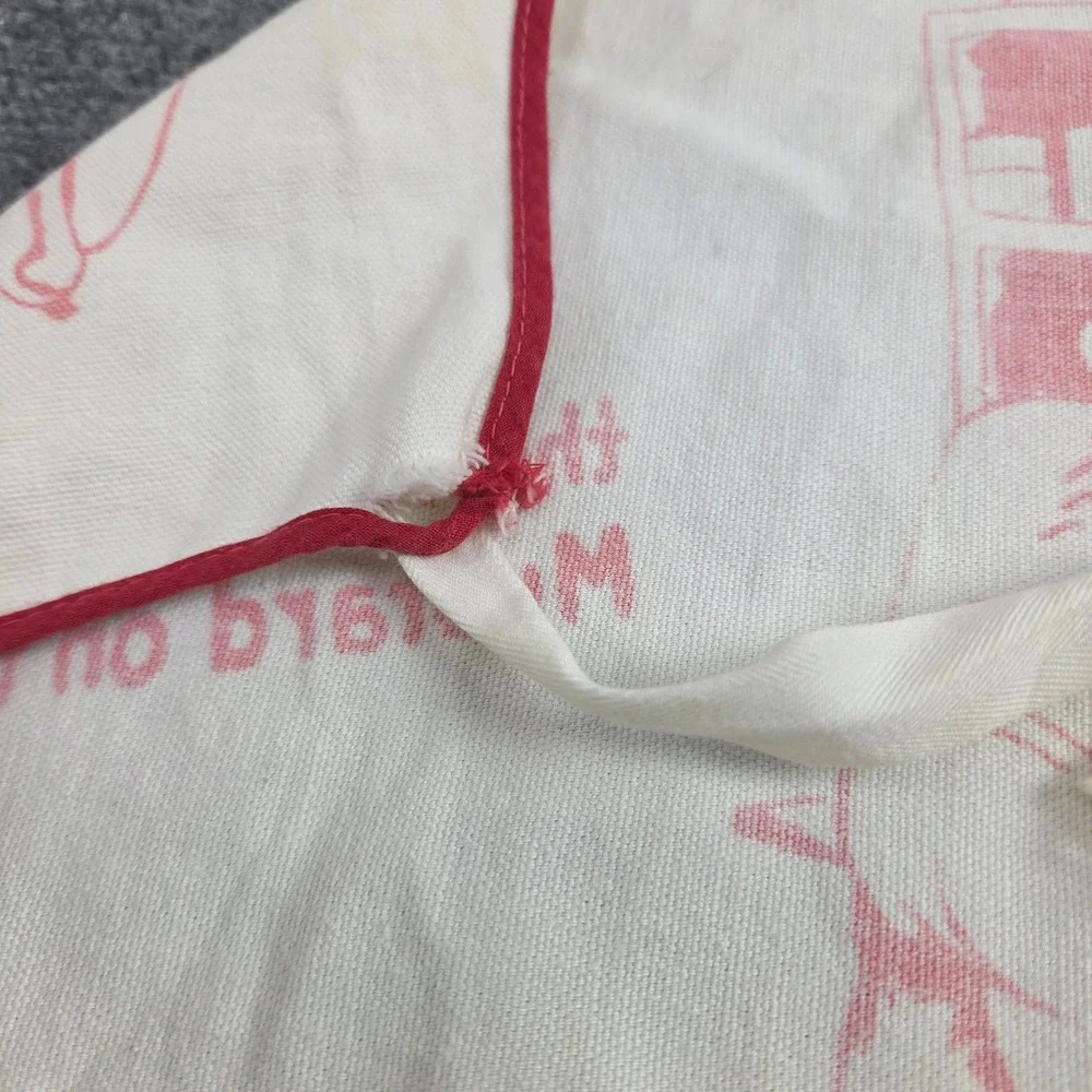 Vintage 50s BAR-B-Q Novelty Apron Red White Chuck Wagon Kitsch Mid Century BBQ